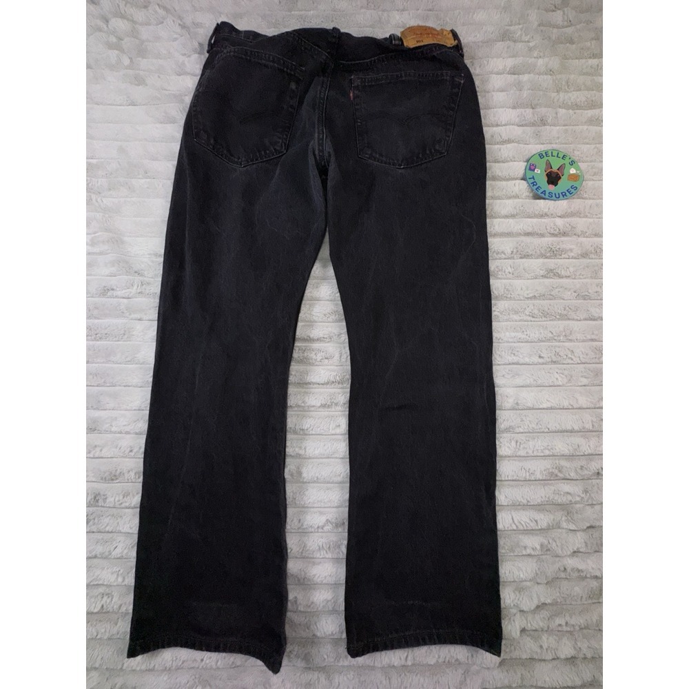Levis 501 XX Mens 38x30‎ Black Classic Fit Straight Leg Button Fly Denim Grunge - Picture 10 of 11